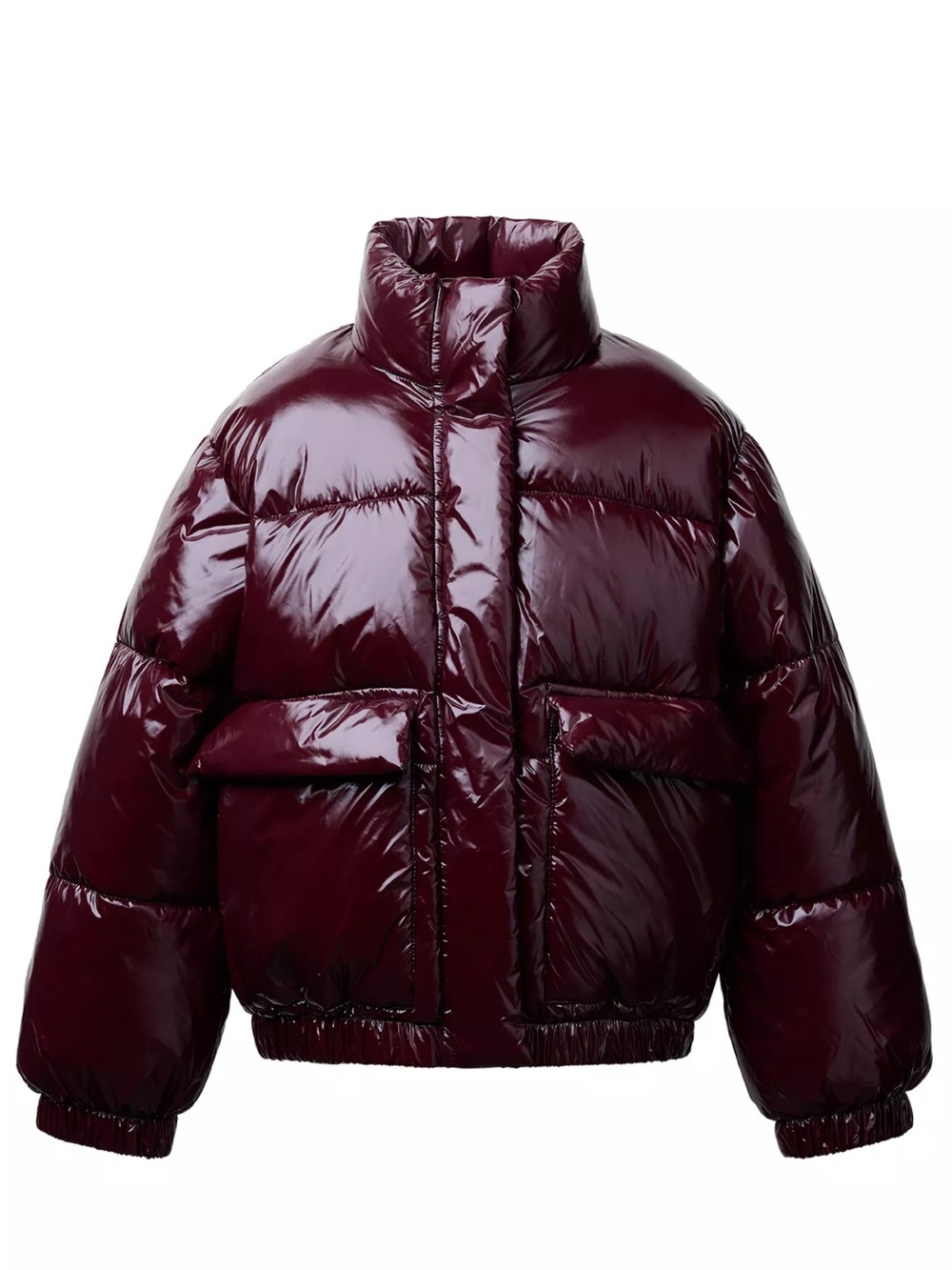 Girls Glossy Burgundy Puffer Jacket